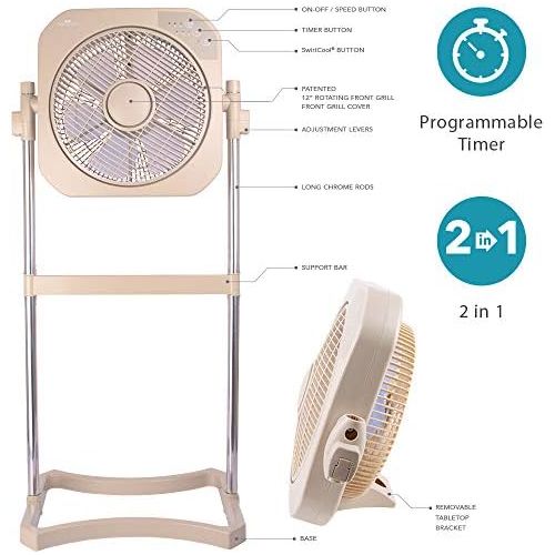  Air Innovations 12” Swirl Cool 2-in-1 Fan with Cord Wrap (AI-4400) (Beige)