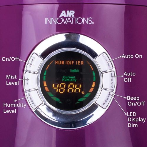  Air Innovations MH-701BA 1.7 Gal. Cool Mist Digital Humidifier with Aroma Tray for Large Rooms, Up to 600 sq. ft, Includes Remote-Purple