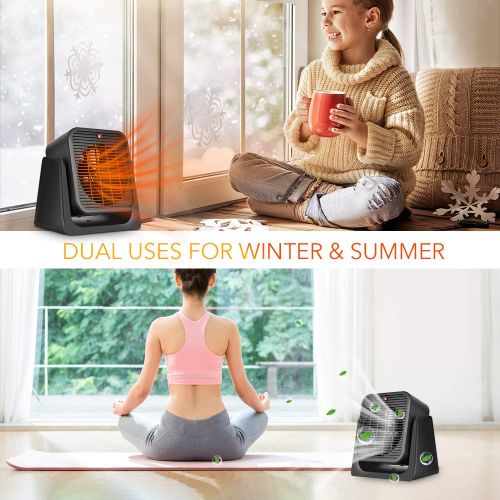  Air circulator 2 in1 Portable Space Heater - Quiet Combo Ceramic Electric Personal Fan, Fast Heating, Overheat & Tip-over Protection Air Circulating for Office Desk Bedroom Home Indoor Use