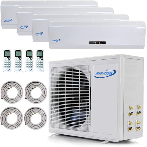  Air-Con Int. Multi Zone Mini Split Ductless Air Conditioner  Quad Zone 9000 + 9000 + 9000 + 12000-4 Zone Pre-Charged Inverter Compressor - Includes Four Free 25 Linesets - Premium Quality - US