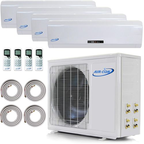  Air-Con Int. Multi Zone Mini Split Ductless Air Conditioner  Quad Zone 12000 + 12000 + 12000 + 12000-4 Zone Pre-Charged Inverter Compressor - Includes Four Free 25 Linesets - Premium Quality -