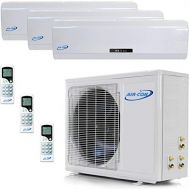 Air-Con Int. Multi Zone Mini Split Ductless Air Conditioner  Tri Zone 9000 + 12000 + 18000 - Whisper Quiet High Efficiency - 3 Zone Pre-Charged Inverter Compressor - Premium Quality - USA Part