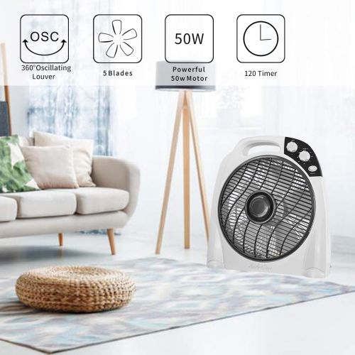  [아마존베스트]AirArtDeco Table Fan with Remote Control Remote Control Box Fan, 30 cm, 50 W, 3 Speeds, 7.5 H Timer, 3 Operating Modes, Swivel Function, Black