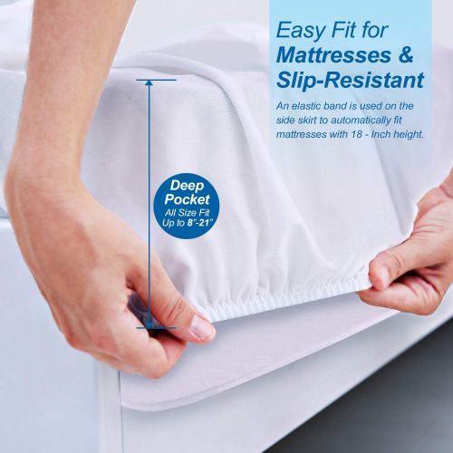  [아마존 핫딜] Waterproof Mattress Protector Queen Size - AirExpect 100% Organic Cotton Hypoallergenic Breathable Mattress Pad Cover, 18 Deep Pocket, Vinyl Free - 60 x 80