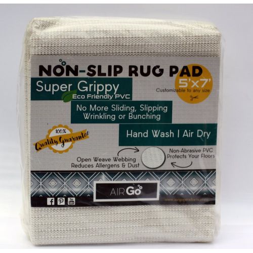  AirGo Products Non Slip Rug Pad Anti-Slip Rug Gripper - Reduce Slipping, Bunching, Movement of Your Oriental, Throw & Area Rugs- Rugpad Cushion & Floor Protector (5ft x 7ft) Nonski