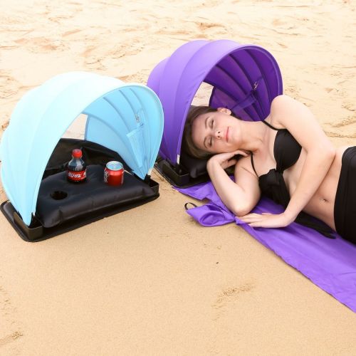  AirGoods HAIYANLE Pop Up Portable Adjustable Beach Sun Shade Canopy, Instant Outdoors Beach Tent, Mat, Shelter with Carry Case