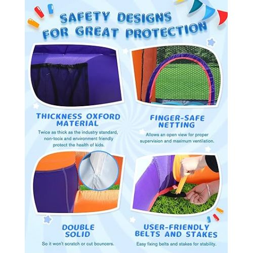  Bounce House for Kids 5-12 Inflatable Bouncy House for Kids Outdoor with Ball Pit Pool, Basketball Hoop, Football Playing, A82030