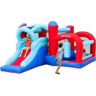Inflatable Bounce House, Bouncy House with Slide,Indoor Outdoor Bounce House with Ball Pit,Basketball Hoop,Target Balls and Boxing,Inflatable Bouncer for Party