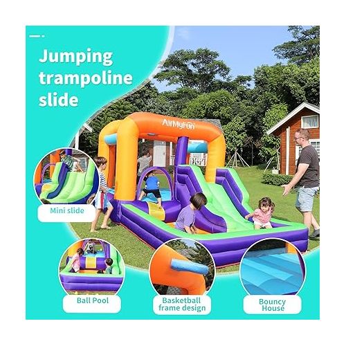  Inflatable Bouncy House for Kids Outdoor,Inflatable Bouncy Castle for Big Kids,Kids Bounce House with Blower for Indoor Party,Kids Slide Jumping House Inflatable