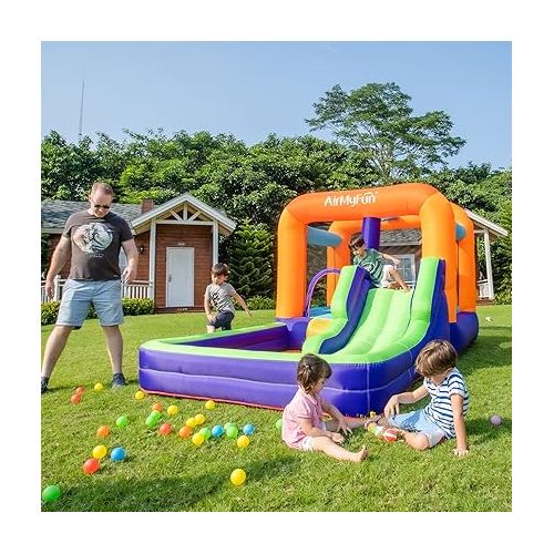  Inflatable Bouncy House for Kids Outdoor,Inflatable Bouncy Castle for Big Kids,Kids Bounce House with Blower for Indoor Party,Kids Slide Jumping House Inflatable