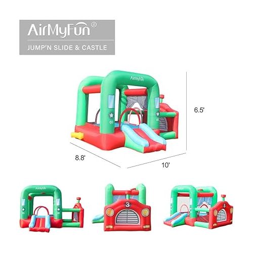  Bounce House for Kids 3-12 Inflatable Slide Jumping Bounce Castle Blow Up Toddler Bouncy House for Kids Outdoor with Slide and Blower Use for Indoor,Red