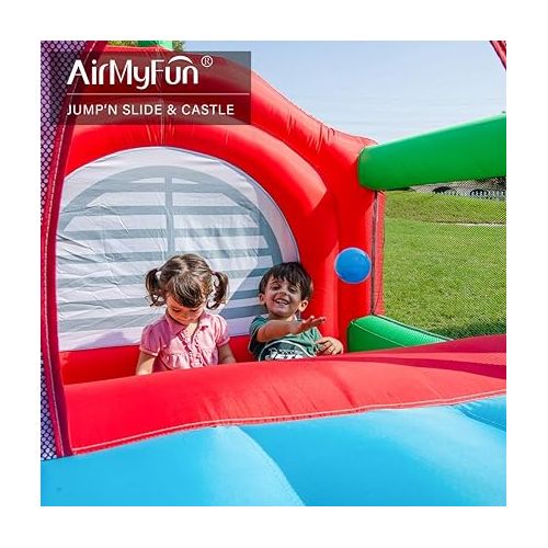  Bounce House for Kids 3-12 Inflatable Slide Jumping Bounce Castle Blow Up Toddler Bouncy House for Kids Outdoor with Slide and Blower Use for Indoor,Red