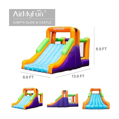  Bounce House with Slide Inflatable Durable Sewn Jumper Castle Bouncy House for Kids Outdoor Indoor