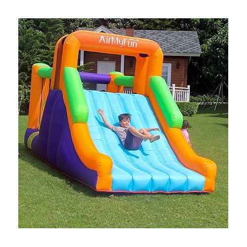  Inflatable Bounce House with Silde for Kids,Inflatable Bouncy House for Kids Outdoor, Toddle Bounce House with Blower for Backyard, Inflatable Bouncer with Long Slide for Party