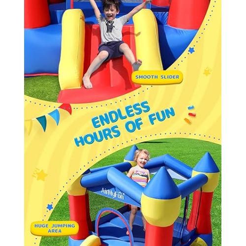  Toddler Bounce House with Blower for Kids 3-8, Inflatable Bouncy Jumping Castle with Slide, Indoor/Outdoor Jump Bouncer House, 82011A