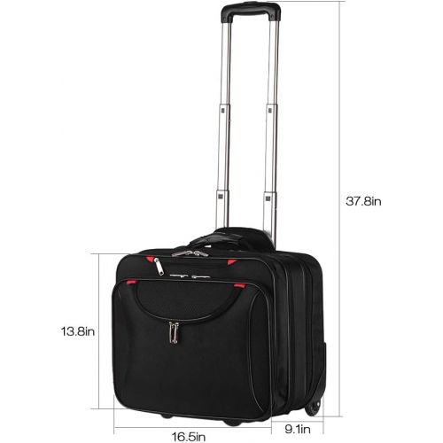  [아마존베스트]AirTraveler Rolling Briefcase Rolling Laptop Bag Computer Case with Wheels Spinner Mobile Office Carry On Luggage for 14.1in 15.6in Business Notebook for Women Men