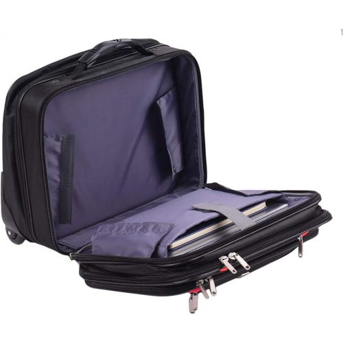  [아마존베스트]AirTraveler Rolling Briefcase Rolling Laptop Bag Computer Case with Wheels Spinner Mobile Office Carry On Luggage for 14.1in 15.6in Business Notebook for Women Men