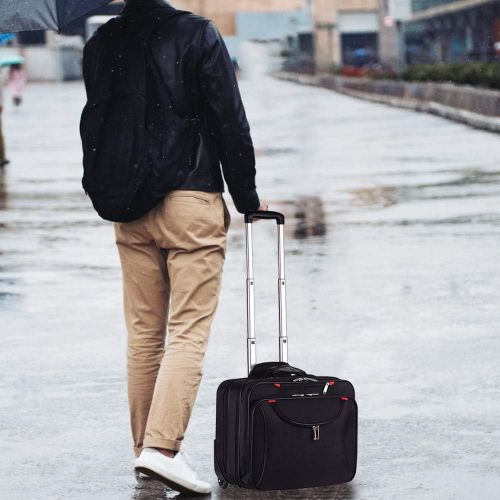  [아마존베스트]AirTraveler Rolling Briefcase Rolling Laptop Bag Computer Case with Wheels Spinner Mobile Office Carry On Luggage for 14.1in 15.6in Business Notebook for Women Men