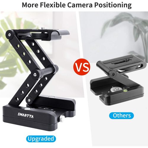  Aircover Smartta Z Flex Tilt Tripod Head, Folding Camera Bracket with 1/4 inch Quick Release Plate Bubble Level, 360°Rotatable Camera Support, Ball Head for DSLR Canon Sony Nikon Rail Camer