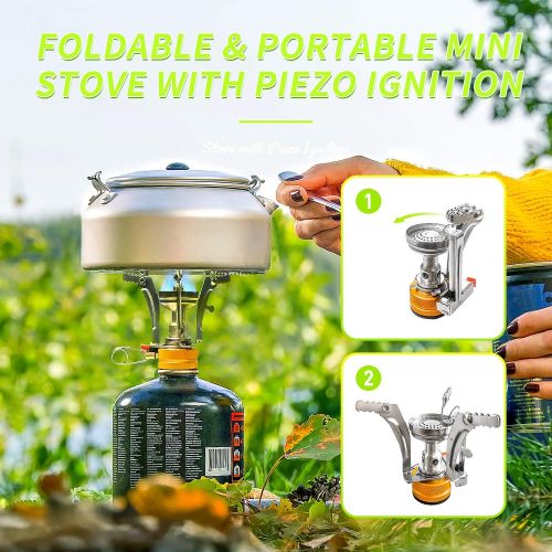 아이르 AIRE 16 Pcs Camping Cookware Set Stove Canister Stand Tripod Outdoor Hiking Picnic Non-Stick Cooking Backpacking with Folding Knife and Fork Set Mess Kit