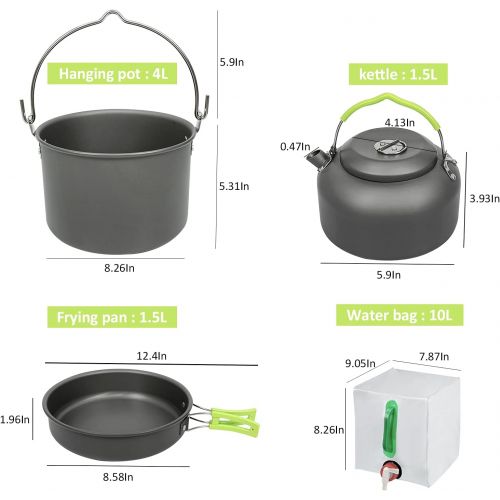 아이르 AIRE 16 Pcs Camping Cookware Set Stove Canister Stand Tripod Outdoor Hiking Picnic Non-Stick Cooking Backpacking with Folding Knife and Fork Set Mess Kit