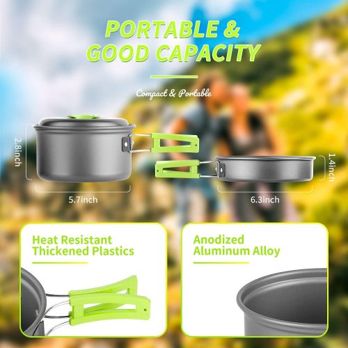 아이르 AIRE 16 Pcs Camping Cookware Set Stove Canister Stand Tripod Outdoor Hiking Picnic Non-Stick Cooking Backpacking with Folding Knife and Fork Set Mess Kit