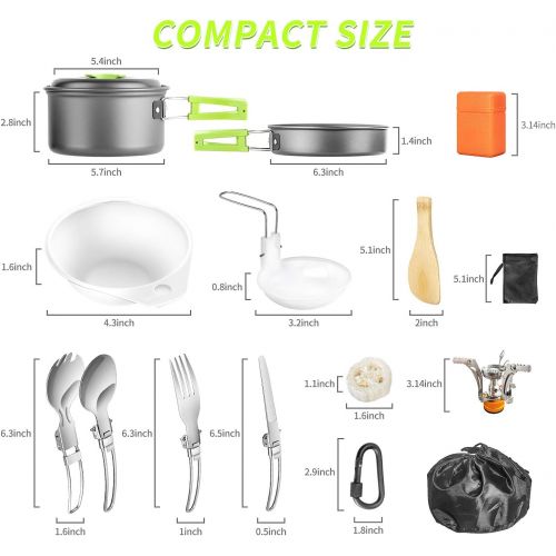 아이르 AIRE 16 Pcs Camping Cookware Set Stove Canister Stand Tripod Outdoor Hiking Picnic Non-Stick Cooking Backpacking with Folding Knife and Fork Set Mess Kit