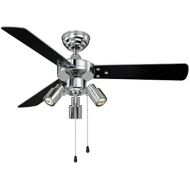 [아마존베스트]AireRyder Cyrus Ceiling Fan with Lighting and Pull Switch 107 cm Glossy Chrome Casing Reversible Blades in Black and Silver