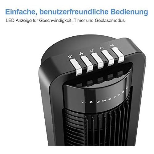  [아마존베스트]Airvention tower fan with remote control, 109 cm, quiet 100° oscillating column fan, standing fan, black, timer, 40 W energy-saving, 3 speeds, X01a, tower fan