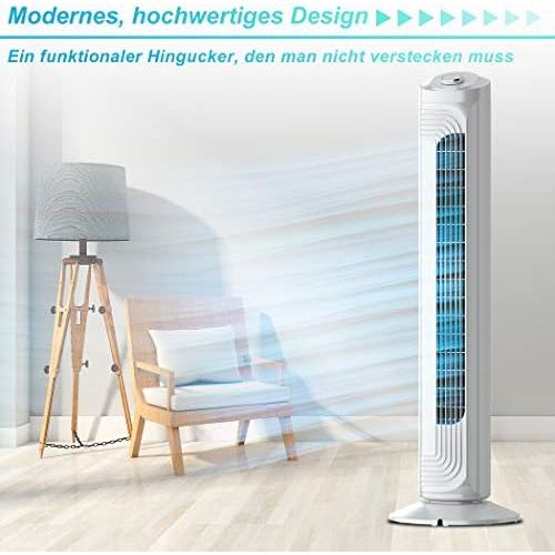  [아마존베스트]Airvention Tower Fan FZ09, 82 cm, Very Quiet, 90° Oscillating Fan, Floor Fan, 0.04 kWh, Energy Saving, 3 Speeds, Tower Fan, Cool Air in Bedroom and Home