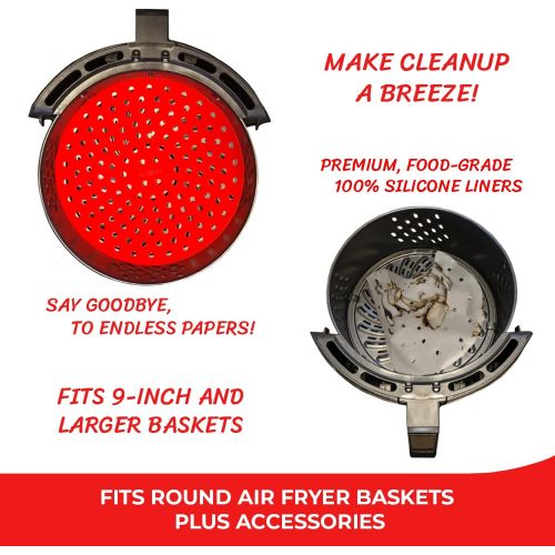  [아마존베스트]Airware Reusable Air Fryer Liners  Silicone Non-Stick Air Fryer Basket Mats | Air Fryer Accessories For Ninja, Cosori, Instant Vortex, GoWise and More | BPA Free (2-Pack)