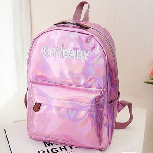  Aisa Fashion Holographic Laser Backpack Big Capacity PU Leather School Bag Travel Satchel Shoulder Bag Leisure Daypacks