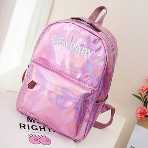  Aisa Fashion Holographic Laser Backpack Big Capacity PU Leather School Bag Travel Satchel Shoulder Bag Leisure Daypacks