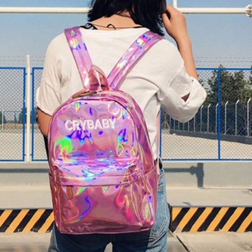  Aisa Fashion Holographic Laser Backpack Big Capacity PU Leather School Bag Travel Satchel Shoulder Bag Leisure Daypacks