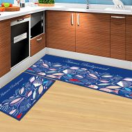 AiseBeau Set of 2 Comfort Flannel Kitchen Rug Comfort Kitchen Floor Mat Non-Slip Kitchen Mat Soft Kitchen Runner Bedside Runner Entrance Runner Washable 15.7X23.6 in and 15.7X47.2