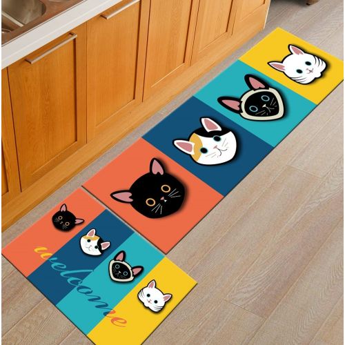  AiseBeau Set of 2 Comfort Flannel Kitchen Rug Comfort Kitchen Floor Mat Non-Slip Kitchen Mat Soft Kitchen Runner Bedside Runner Entrance Runner Washable 15.7X23.6 in and 15.7X47.2