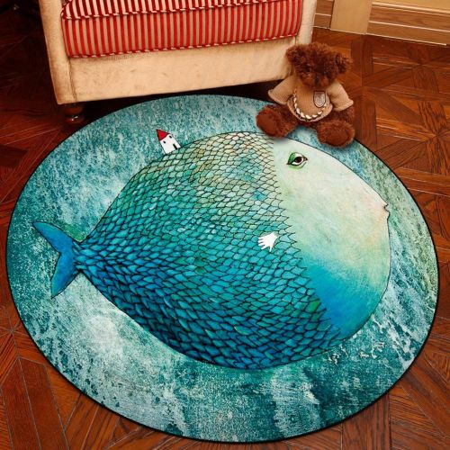  AiseBeau Comfort Flannel Cartoon Printing Round Floor Rug Comfort Round Kitchen Floor Mat Non-Slip Round Floor Mat Soft Entrance Mat Door Mat Round Floor Rug Area Rug for Chair Liv