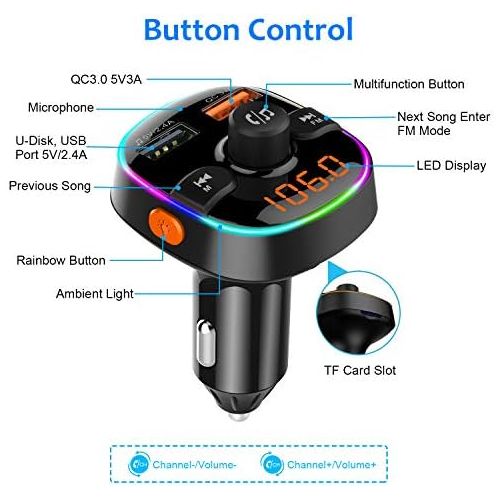  [아마존베스트]-Service-Informationen FM Transmitter Car Bluetooth Car Radio Adapter with Dual USB Charger for Mobile Phone