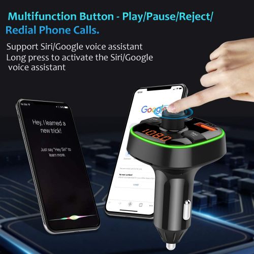  [아마존베스트]-Service-Informationen FM Transmitter Car Bluetooth Car Radio Adapter with Dual USB Charger for Mobile Phone