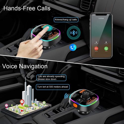  [아마존베스트]-Service-Informationen FM Transmitter Car Bluetooth Car Radio Adapter with Dual USB Charger for Mobile Phone