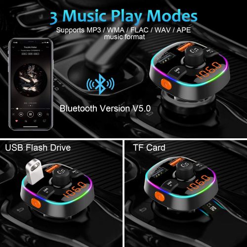  [아마존베스트]-Service-Informationen FM Transmitter Car Bluetooth Car Radio Adapter with Dual USB Charger for Mobile Phone