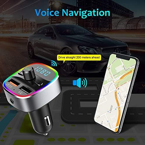  [아마존베스트]-Service-Informationen Karcore FM Transmitter, Bluetooth FM Transmitter Car Radio Adapter, Dual USB Charger QC3.0 and 5V/1A, Hands-Free Calling, Supports TF Card & USB Stick [with 7 Colours Ambient Light