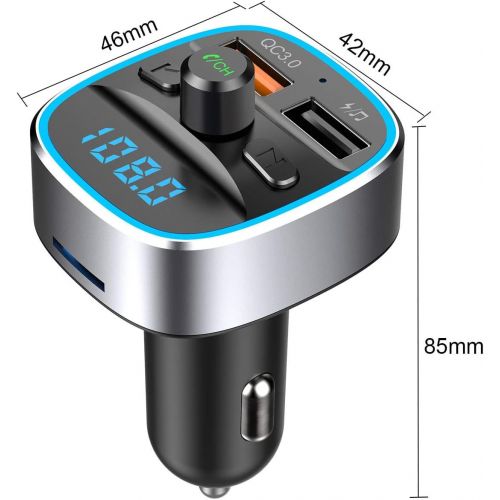  [아마존베스트]-Service-Informationen Karcore FM Transmitter, Bluetooth FM Transmitter Car Radio Adapter, Dual USB Charger QC3.0 and 5V/1A, Hands-Free Calling, Supports TF Card & USB Stick [with 7 Colours Ambient Light