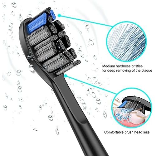  AISMAILI 12 x Replacement Brushes Compatible with Philips Electric Toothbrush Heads Black Toothbrush Attachments