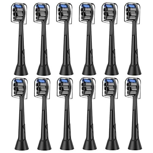  AISMAILI 12 x Replacement Brushes Compatible with Philips Electric Toothbrush Heads Black Toothbrush Attachments