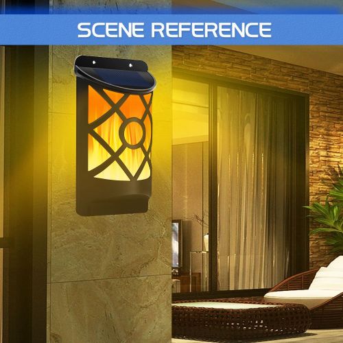  Solar Flame Lights Outdoor, Aityvert Waterproof Flickering Flame Solar Lights Dark Sensor Auto On/Off 66 LED Solar Powered Wall Mounted Night Lights Lattice Design for Pathway Pati