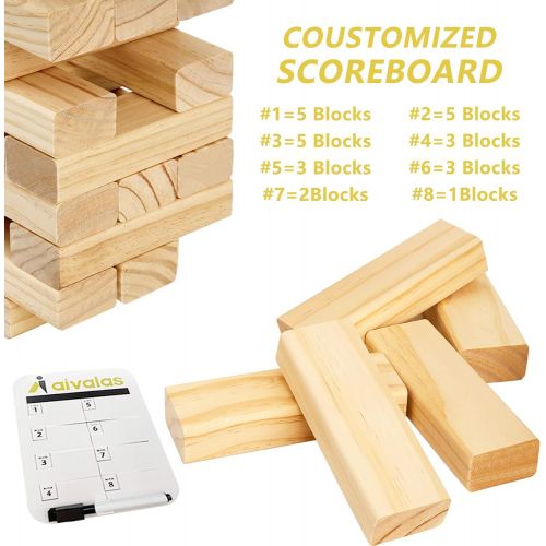  [아마존베스트]Aivalas 56 PCS Giant Tumble Tower, Premium Pine Wooden Stacking Game with Scoreboard&Carrying Bag, Classic Floor Game for Indoor Outdoor Backyard Lawn (Up to 4.2 FT)