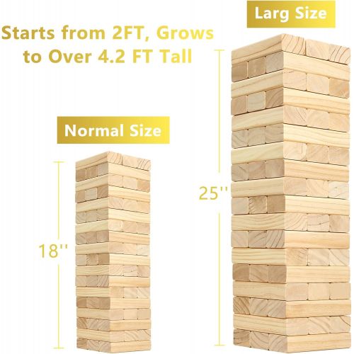  [아마존베스트]Aivalas 56 PCS Giant Tumble Tower, Premium Pine Wooden Stacking Game with Scoreboard&Carrying Bag, Classic Floor Game for Indoor Outdoor Backyard Lawn (Up to 4.2 FT)