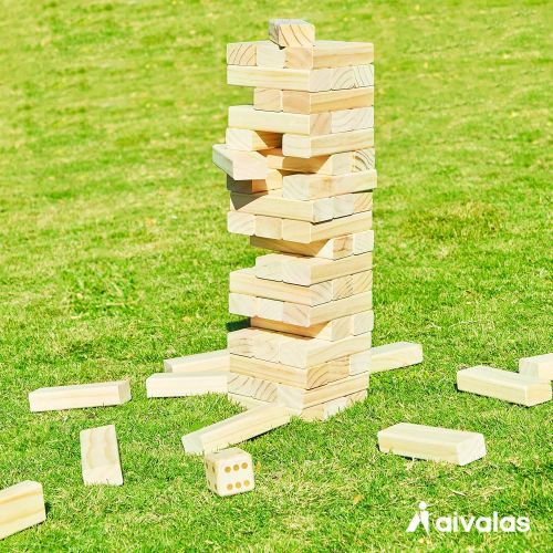  [아마존베스트]Aivalas 56 PCS Giant Tumble Tower, Premium Pine Wooden Stacking Game with Scoreboard&Carrying Bag, Classic Floor Game for Indoor Outdoor Backyard Lawn (Up to 4.2 FT)