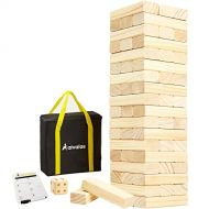 Aivalas 56 PCS Giant Tumble Tower, Wooden Stacking Block Game with Scoreboard&Carrying Bag, Classic Outdoor Backyard Lawn Game for Kids Adults Family (Grows to Over 4.2 FT)